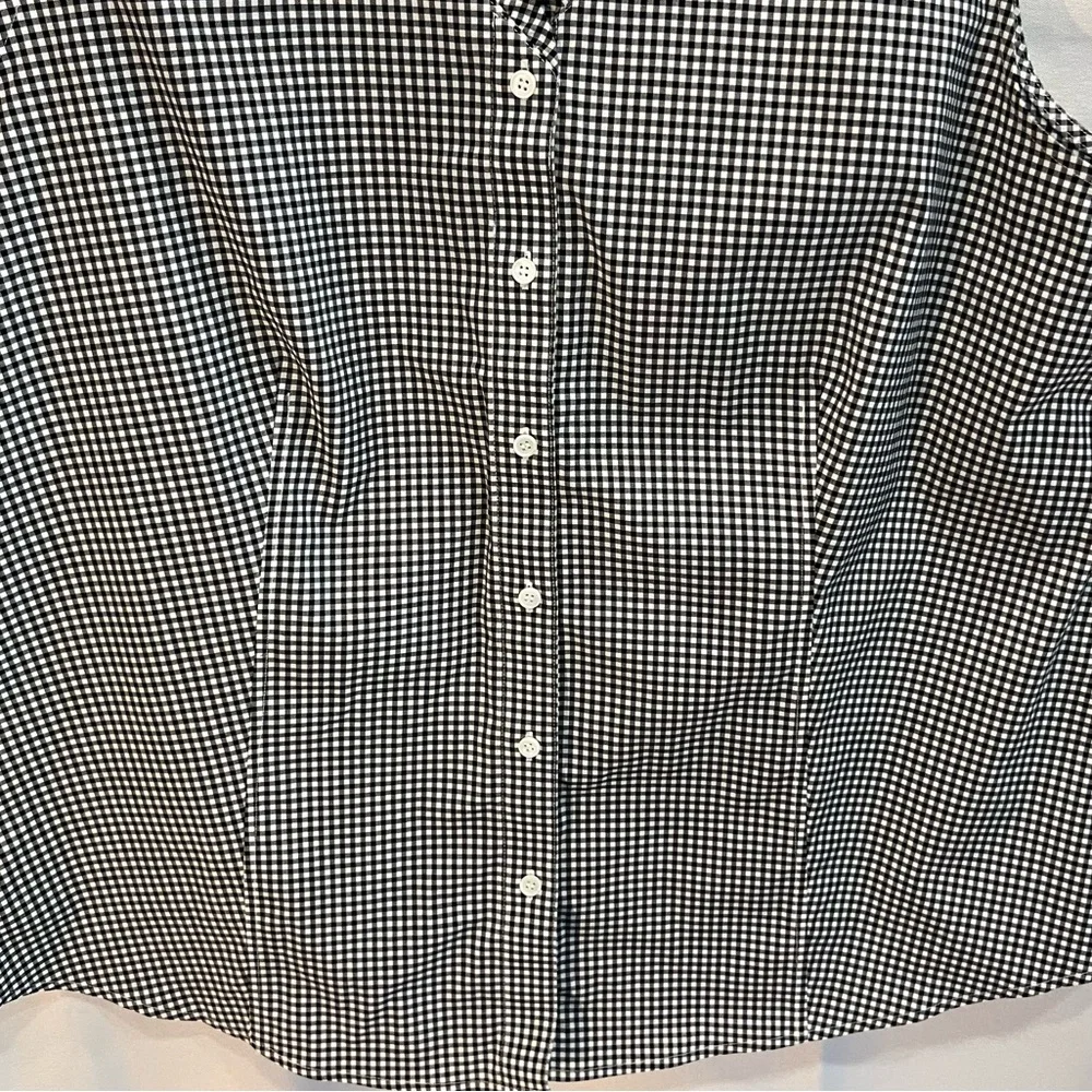 Talbots Black and White Gingham Sleeveless Button-Front Top - Picture 5 of 8